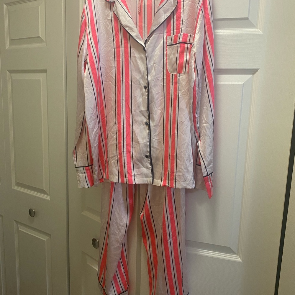 Striped Pink and White Victoria secret pj size large